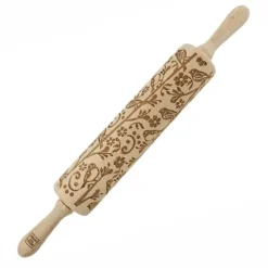 MoodForWood Träkavel, Graverad, 43 cm med Handtag, Perfekt för Bakning - Vårmönster