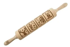 MoodForWood Träkavel, Graverad, 43 cm med Handtag, Perfekt för Bakning - Vintermönster