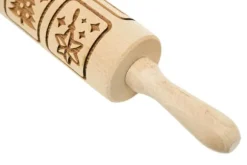 MoodForWood Träkavel, Graverad, 43 cm med Handtag, Perfekt för Bakning - Vintermönster