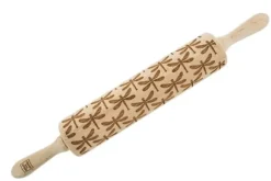 MoodForWood Träkavel, Graverad, 43 cm med Handtag, Perfekt för Bakning - Trollsländemönster