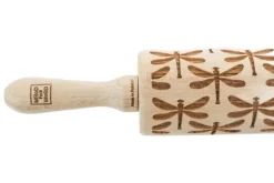 MoodForWood Träkavel, Graverad, 43 cm med Handtag, Perfekt för Bakning - Trollsländemönster