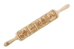 MoodForWood Träkavel, Graverad, 43 cm med Handtag, Perfekt för Bakning - Lovers Pattern