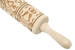 MoodForWood Träkavel, Graverad, 43 cm med Handtag, Perfekt för Bakning - Lovers Pattern