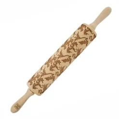 MoodForWood Träkavel, Graverad, 43 cm med Handtag, Perfekt för Bakning - Drakmönster