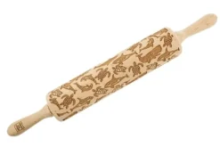 MoodForWood Träkavel, Graverad, 43 cm med Handtag, Perfekt för Bakning - Havsmönster