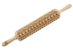 MoodForWood Träkavel, Graverad, 43 cm med Handtag, Perfekt för Bakning - Norskt Mönster