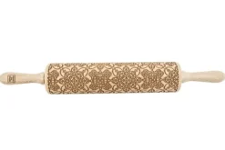 MoodForWood Träkavel, Graverad, 43 cm med Handtag, Perfekt för Bakning - Spetsmönster