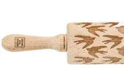 MoodForWood Träkavel, Graverad, 43 cm med Handtag, Perfekt för Bakning - Svalmönster