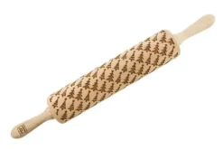 MoodForWood Träkavel, Graverad, 43 cm med Handtag, Perfekt för Bakning - Julgransmönster