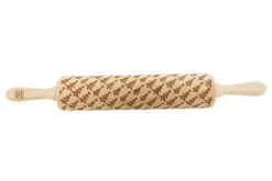 MoodForWood Träkavel, Graverad, 43 cm med Handtag, Perfekt för Bakning - Julgransmönster