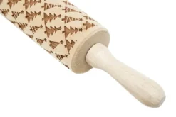 MoodForWood Träkavel, Graverad, 43 cm med Handtag, Perfekt för Bakning - Julgransmönster