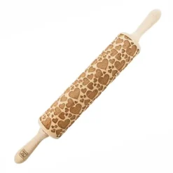 MoodForWood Träkavel, Graverad, 43 cm med Handtag, Perfekt för Bakning - Hjärtmönster