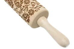 MoodForWood Träkavel, Graverad, 43 cm med Handtag, Perfekt för Bakning - Polskt Folkmönster