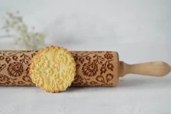 MoodForWood Träkavel, Graverad, 43 cm med Handtag, Perfekt för Bakning - Polskt Folkmönster