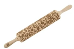 MoodForWood Träkavel, Graverad, 43 cm med Handtag, Perfekt för Bakning - Polskt Folkmönster