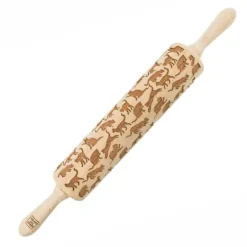MoodForWood Träkavel, Graverad, 43 cm med Handtag, Perfekt för Bakning - Kattmönster