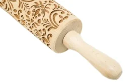 MoodForWood Träkavel, Graverad, 43 cm med Handtag, Perfekt för Bakning - Rosemaling Mönster
