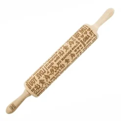 MoodForWood Träkavel, Graverad, 43 cm med Handtag, Perfekt för Bakning - Kocham-mönster