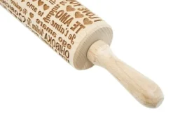 MoodForWood Träkavel, Graverad, 43 cm med Handtag, Perfekt för Bakning - Kocham-mönster