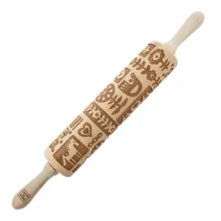 MoodForWood Träkavel, Graverad, 43 cm med Handtag, Perfekt för Bakning - Skandinaviskt Mönster