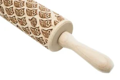 MoodForWood Träkavel, Graverad, 43 cm med Handtag, Perfekt för Bakning - Ugglemönster