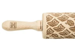 MoodForWood Träkavel, Graverad, 43 cm med Handtag, Perfekt för Bakning - Ugglemönster