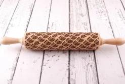 MoodForWood Träkavel, Graverad, 43 cm med Handtag, Perfekt för Bakning - Ugglemönster