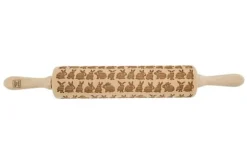 MoodForWood Träkavel, Graverad, 43 cm med Handtag, Perfekt för Bakning - Kaninmönster