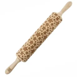 MoodForWood Träkavel, Präglad, 43 cm med Handtag, Perfekt för Bakning - Stjärnmönster