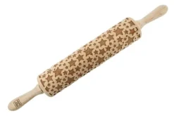 MoodForWood Träkavel, Präglad, 43 cm med Handtag, Perfekt för Bakning - Stjärnmönster