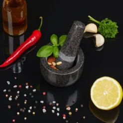 Mortel och stöt, Granit, 6x8,5 cm, Grå