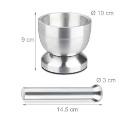 Mortel och stöt, 10x9 cm, Silver