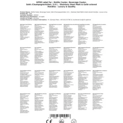 Mousserande vin och champagne hink, 18/8 rostfritt stål, satin med guld handtag, 5,0 liter