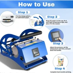 Muggpress, 500W Effekt, 0-200℃ Temperaturintervall, Kompatibla storlekar: 8Oz till 30Oz, Silikon-aluminium Värme, Hållbart Material