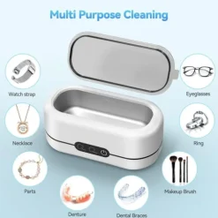 Multifunktionell ultraljudsrengörare - Rengör snabbt smycken, glasögon och proteser - 2 lägen, Rostfritt stål