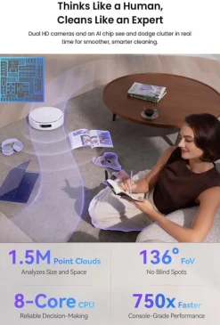 Narwal Flow Robotdammsugare - TwinAI Navigation 20000Pa Självrengörande EdgeReach Hot Wash 120-dagars automatisk dränering