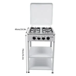 Nödspis - Utomhus gaskök med 4 brännare - Förvaringshylla - Naturgas/Gasol - 49×49×79 cm - Järn - 9 kg - Röd