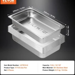 Ångbordsform, fullstorlek, 53x32,6x10,7 cm, rostfritt stål, förvaring