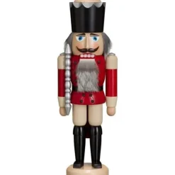 Nötknäppare kung röd ask, höjd 39 cm, original Erzgebirge av Seiffener Volkskunst SV 11211/1