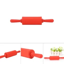 Ny Non-stick Silikonkavel Degrulle Bakverktyg med Plasthandtag Röd