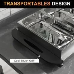 OBOSOE Chafing dish 6,8L – Lämpölevy 300W, säädettävä termostaatti, ruostumatonta terästä, ihanteellinen buffet-pöydille ja juhliin