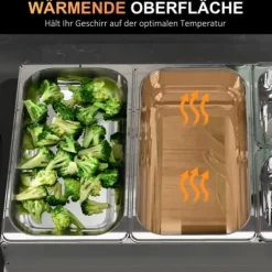OBOSOE Chafing dish 6,8L – Lämpölevy 300W, säädettävä termostaatti, ruostumatonta terästä, ihanteellinen buffet-pöydille ja juhliin
