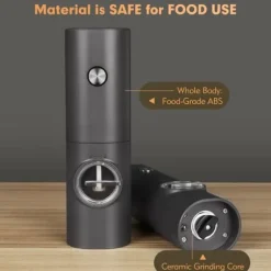OBOSOE Elektrisk Pepparkvarn Set av 2 - Justerbar Malningsgrad, LED-belysning, inklusive Ställ och Borste