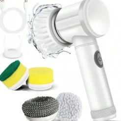 OBOSOE Elektrisk rengöringsborste med 5 utbytbara huvuden – USB-laddning, IPX6 vattentät, vit
