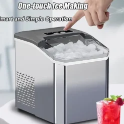 OBOSOE Ismaskin Bänkskiva 26 Lbs/24h – Självrengörande, med is-skopa och korg, perfekt för hem, bar och fester