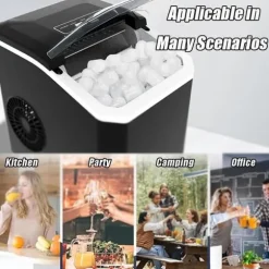 OBOSOE Ismaskin Bänkskiva 26 Lbs/24h – Självrengörande, med is-skopa och korg, perfekt för hem, bar och fester