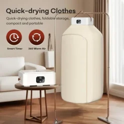 OBOSOE Mini klädtorkare 3-i-1 – För små utrymmen som lägenheter, studentrum och husvagnar, med timerfunktion, perfekt jul- och Halloweenpresent
