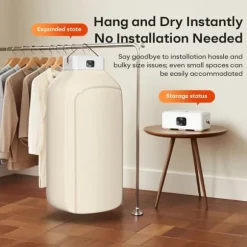 OBOSOE Mini klädtorkare 3-i-1 – För små utrymmen som lägenheter, studentrum och husvagnar, med timerfunktion, perfekt jul- och Halloweenpresent