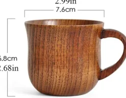 OBOSOE 4-pack trämuggar med handtag – 150 ml naturliga drickskoppar i hagtornsträ