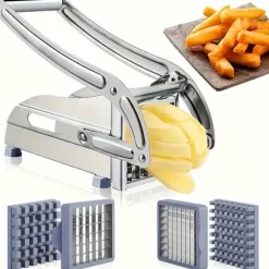 OBOSOE Pommes Frites Skärare i Rostfritt Stål – Grönsaksskärare & Potatisskärare med 2 Extra Blad